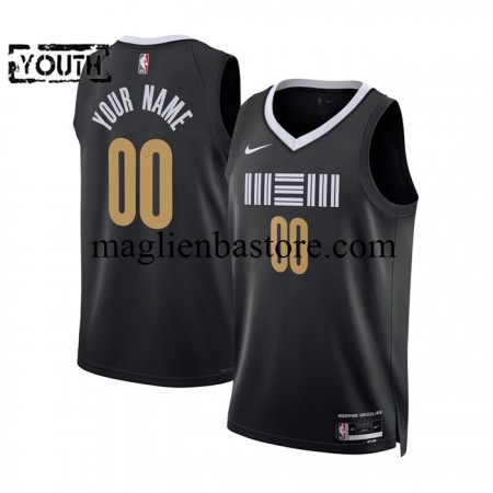 Maglia NBA Memphis Grizzlies Personalizzate 2023-2024 Nike City Edition Nero Swingman - Bambino